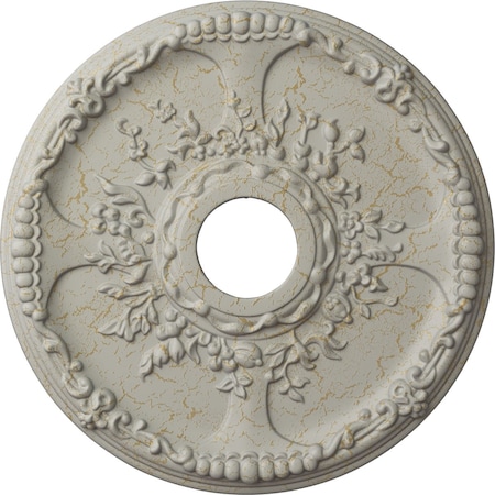 Ekena Millwork Antioch Ceiling Medallion (Canopies up to 3 1/2"), 18"OD x 3 1/2"ID x 1 3/8"P, Pot of Cream Crackle CM18SEPCC